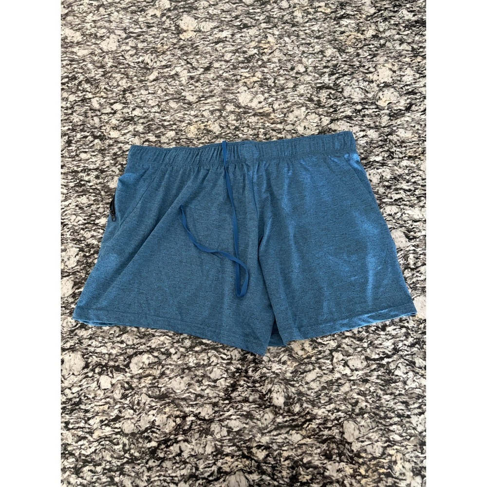 Liberty Pro Mens Blue Heathered Athletic Gym Shorts Size XL Zipper Pockets